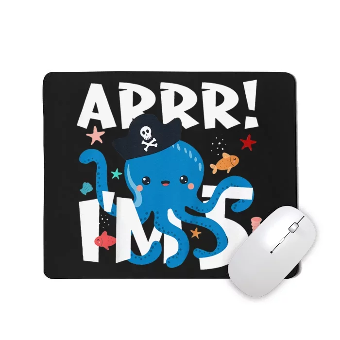 5 Years Old Birthday Cute Octopus Pirate 5th Bday Gift Mousepad