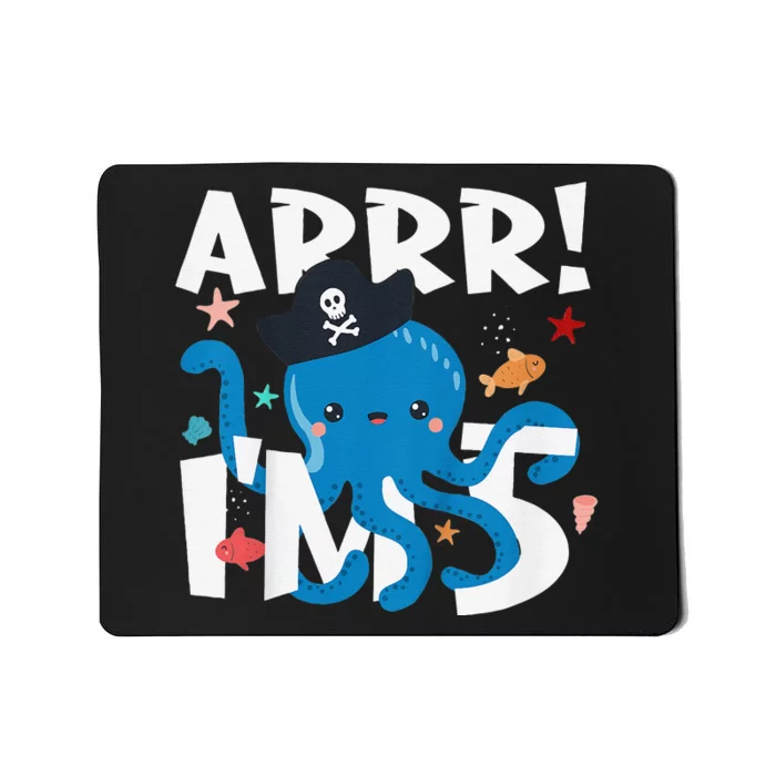 5 Years Old Birthday Cute Octopus Pirate 5th Bday Gift Mousepad