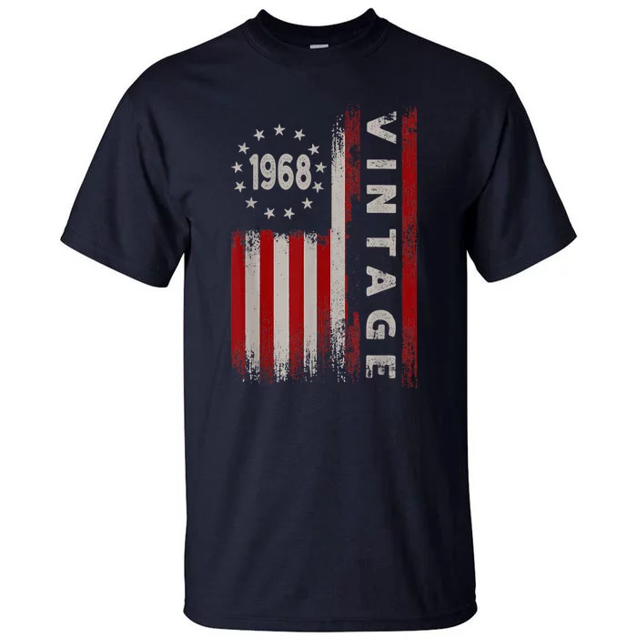 55 Year Old Gifts Vintage 1968 American Flag 55th Birthday Tall T-Shirt