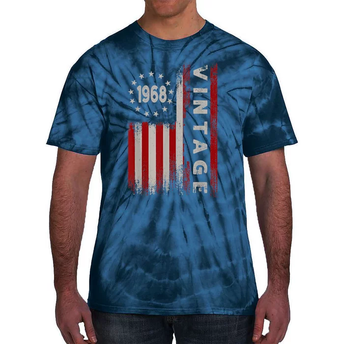 55 Year Old Gifts Vintage 1968 American Flag 55th Birthday Tie-Dye T-Shirt