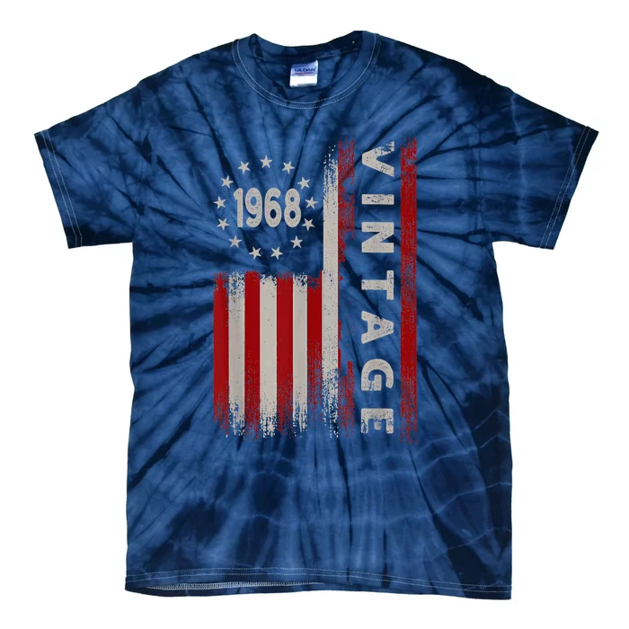 55 Year Old Gifts Vintage 1968 American Flag 55th Birthday Tie-Dye T-Shirt