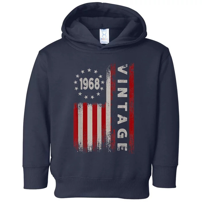 55 Year Old Gifts Vintage 1968 American Flag 55th Birthday Toddler Hoodie