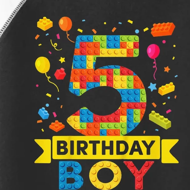 5 Year Old Building Blocks 5th Birthday Toddler Fine Jersey T-Shirt