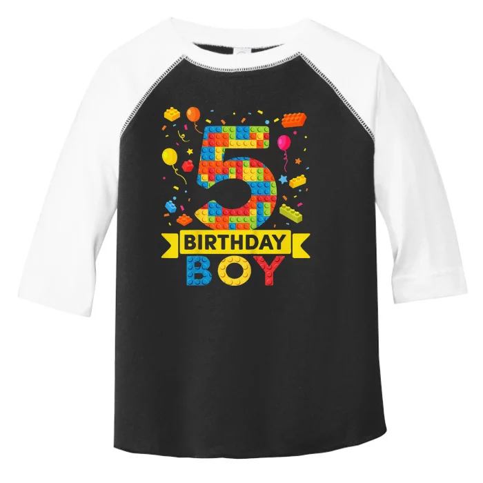 5 Year Old Building Blocks 5th Birthday Toddler Fine Jersey T-Shirt