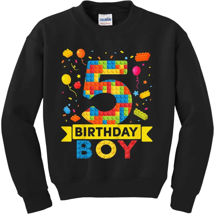 5 Year Old Building Blocks 5th Birthday Kids Sweatshirt