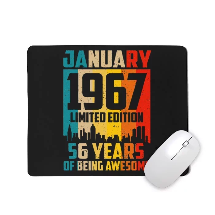 56 Years Old Gifts Vintage January 1967 56th Birthday Mousepad