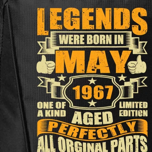 57 Years Old Legends Were Born In May 1967 57th Birthday City Backpack