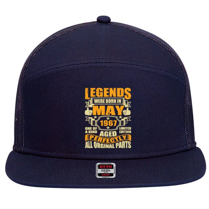 57 Years Old Legends Were Born In May 1967 57th Birthday 7 Panel Mesh Trucker Snapback Hat