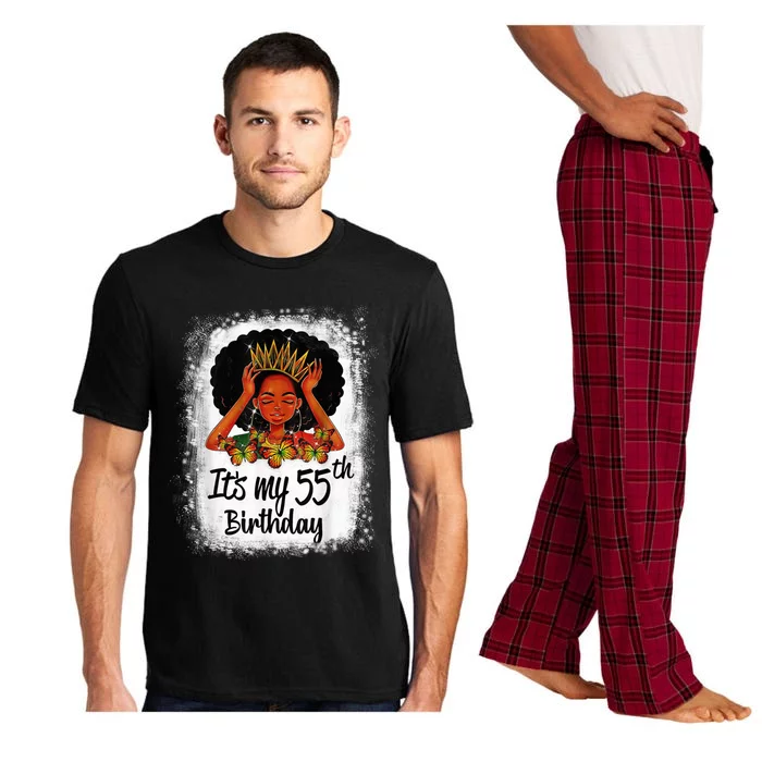 55 Years Old Black Melanin Wo Girl It's My 55th Birthday Pajama Set