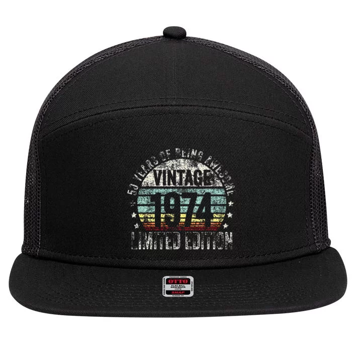 50 Year Old Gifts Vintage 1974 Limited Edition 50th Birthday 7 Panel Mesh Trucker Snapback Hat