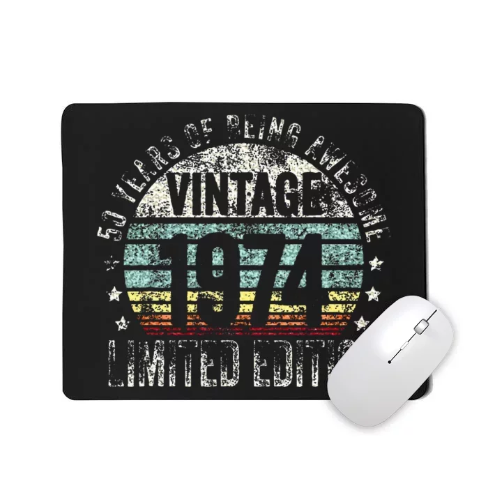 50 Year Old Gifts Vintage 1974 Limited Edition 50th Birthday Mousepad