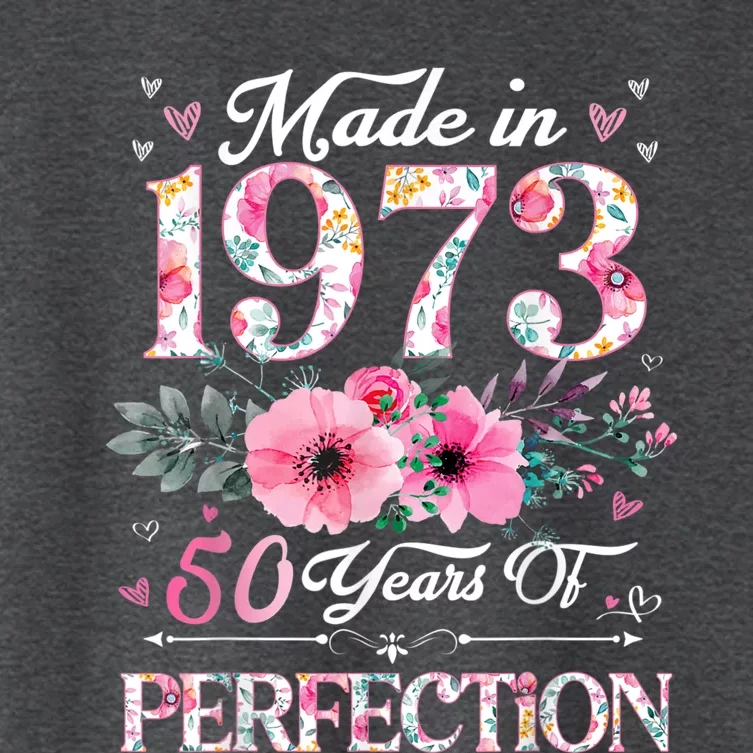 50 Year Old Made In 1973 Floral 50th Birthday Gifts Women's Crop Top Tee