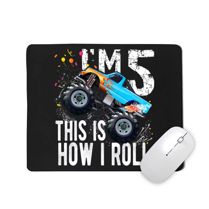 5 Year Old Gift Cool 5th Birthday Boy Gift For Monster Truck Car Lovers Mousepad