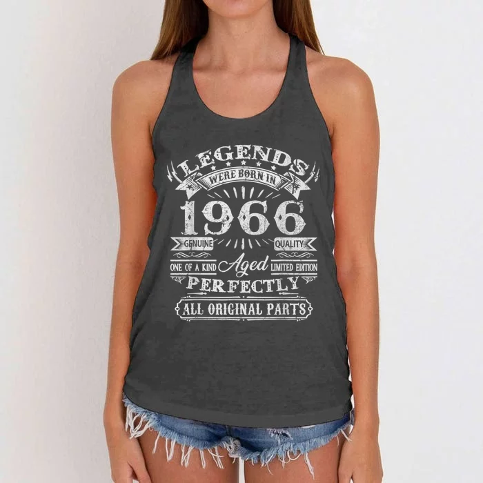 55 Years Old Gifts Legend Were Born In 1966 55th Birthday Women's Knotted Racerback Tank