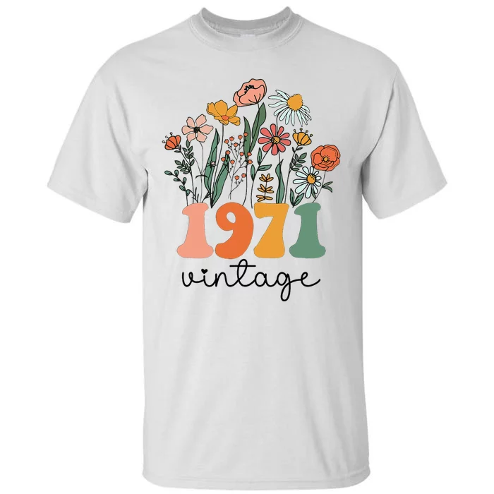 52 Years Old Vintage 1971 52nd Women Birthday Wildflower Tall T-Shirt