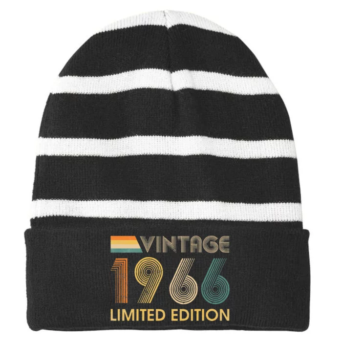 57 Year Old Gifts Vintage 1966 Limited Edition 57th Birthday Cute Striped Beanie with Solid Band