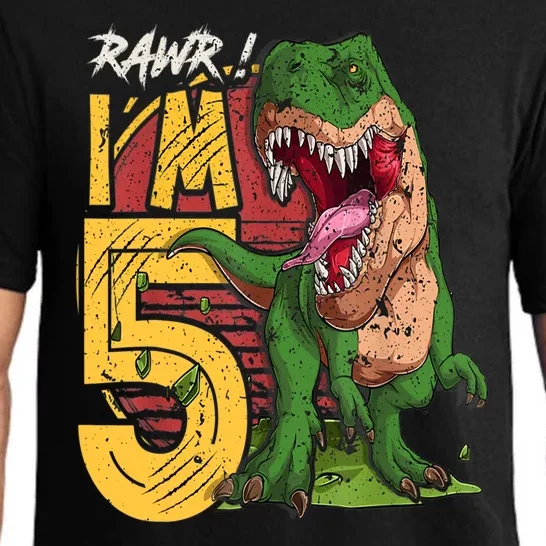 5 Year Old Gifts 5th Birthday Boy Rawr I'm 5 T Rex Dinosaur Pajama Set