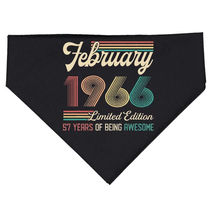 57 Years Old Gifts Vintage February 1966 57th Birthday USA-Made Doggie Bandana