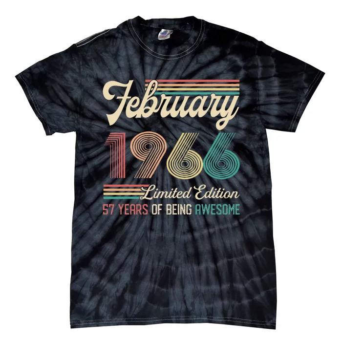 57 Years Old Gifts Vintage February 1966 57th Birthday Tie-Dye T-Shirt