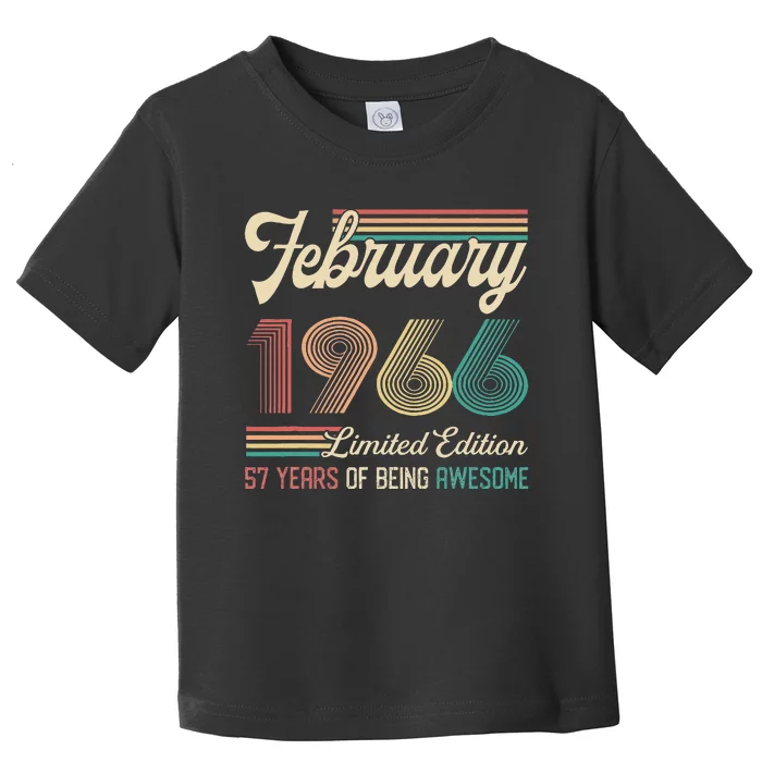 57 Years Old Gifts Vintage February 1966 57th Birthday Toddler T-Shirt