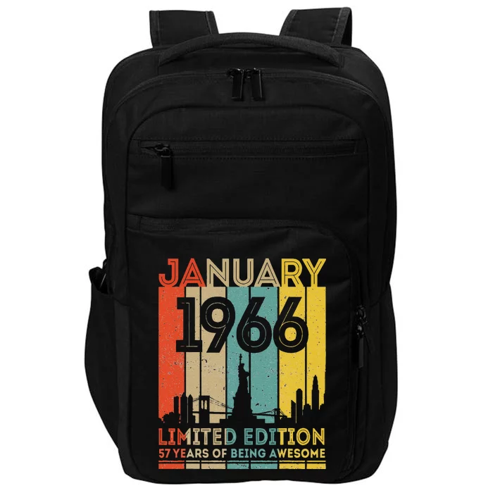 57 Years Old Gifts Vintage January 1966 57th Birthday Impact Tech Backpack