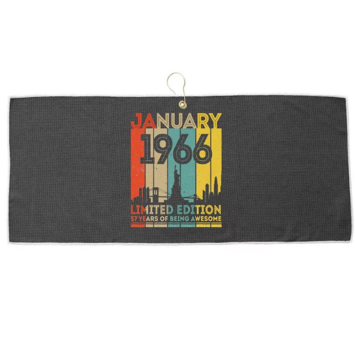 57 Years Old Gifts Vintage January 1966 57th Birthday Large Microfiber Waffle Golf Towel