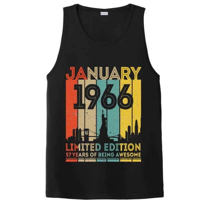 57 Years Old Gifts Vintage January 1966 57th Birthday Performance Tank