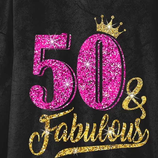 50 Years Old Gift 50 & Fabulous 50th Birthday Pink Crown Hooded Wearable Blanket