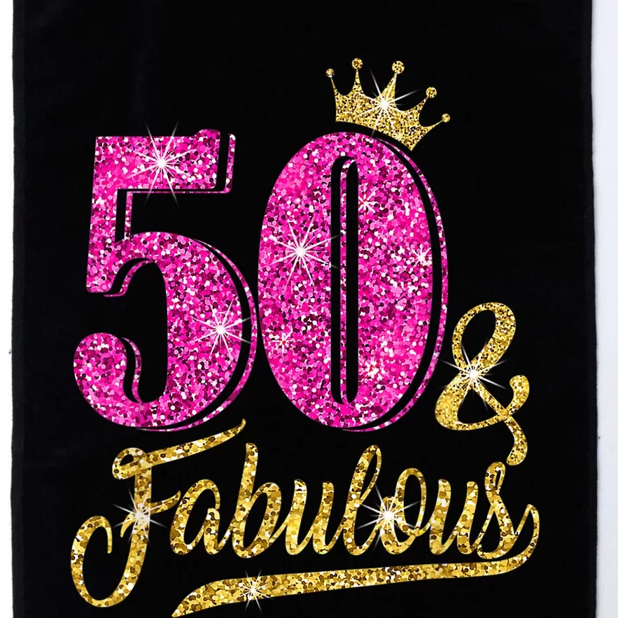 50 Years Old Gift 50 & Fabulous 50th Birthday Pink Crown Platinum Collection Golf Towel