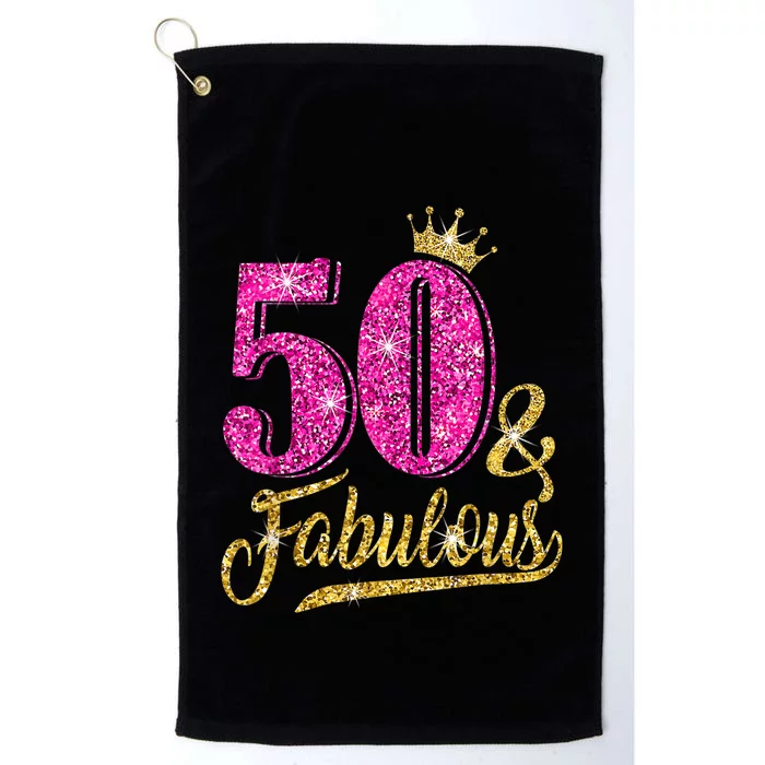 50 Years Old Gift 50 & Fabulous 50th Birthday Pink Crown Platinum Collection Golf Towel