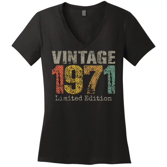 53 Year Old Gifts Vintage 1971 Limited Edition 53rd Birthday Women's V-Neck T-Shirt