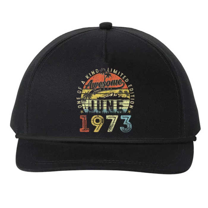 50 Year Old Awesome Since June 1973 50th Birthday Snapback Five-Panel Rope Hat