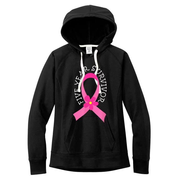 5 Year Survivor Pink Ribbon Breast Cancer Women's Fleece Hoodie