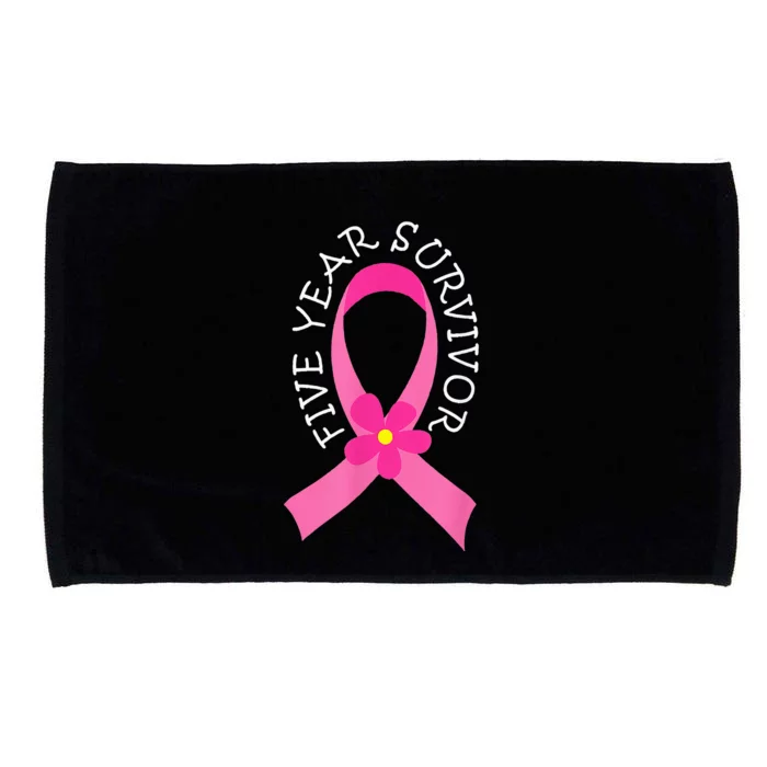 5 Year Survivor Pink Ribbon Breast Cancer Microfiber Hand Towel