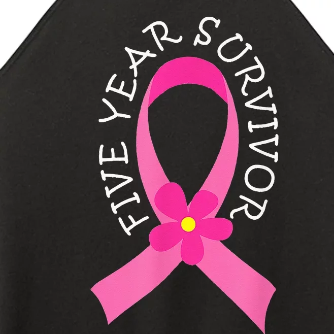 5 Year Survivor Pink Ribbon Breast Cancer Women’s Perfect Tri Rocker Tank