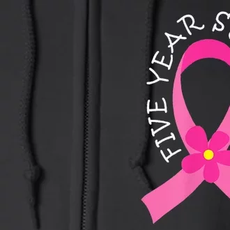 5 Year Survivor Pink Ribbon Breast Cancer Full Zip Hoodie