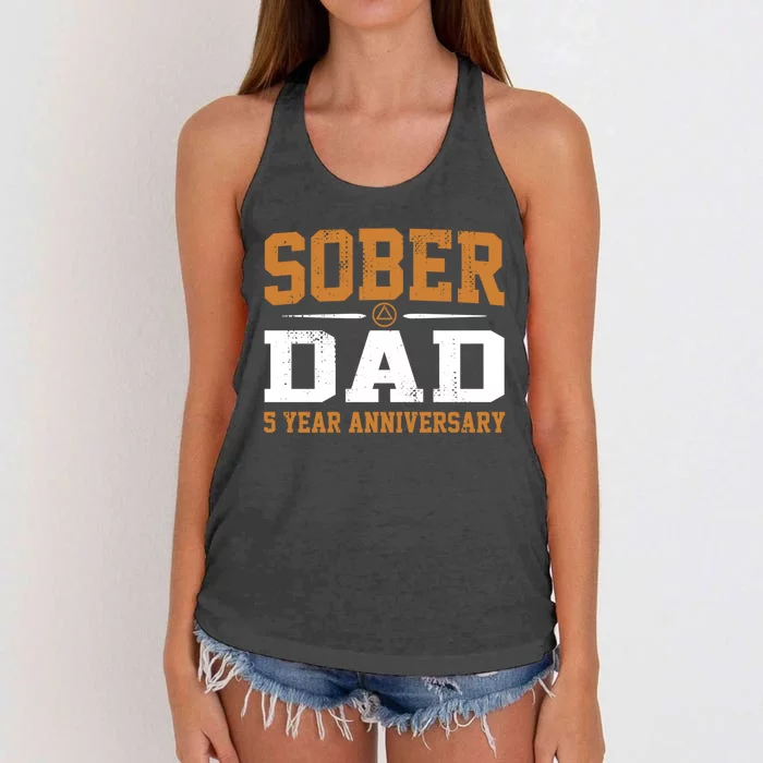 5 Years Sober Dad Aa Alcoholics Anonymous Recovery Sobriety Gift Women's Knotted Racerback Tank