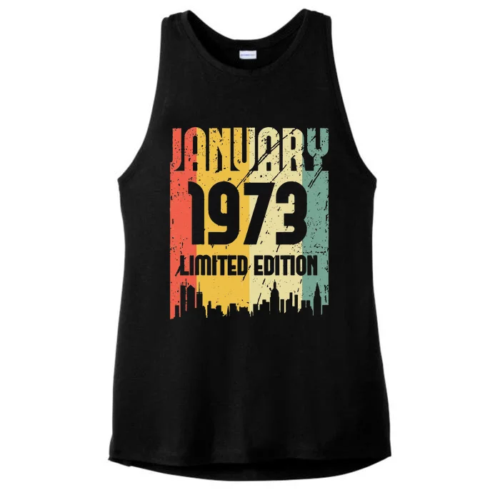 50 Years Vintage Legend Since January 1973 50th Birthday Ladies Tri-Blend Wicking Tank