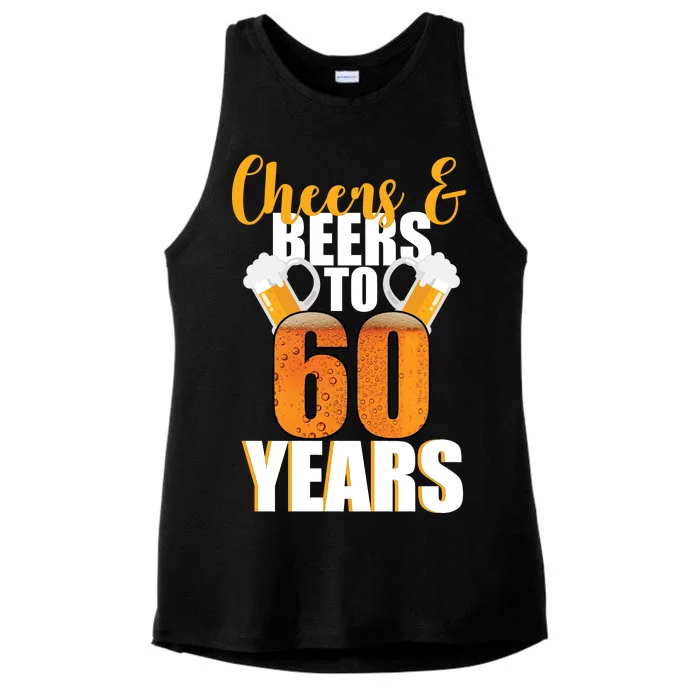 60th Birthday Cheers & Beers To 60 Years Ladies Tri-Blend Wicking Tank