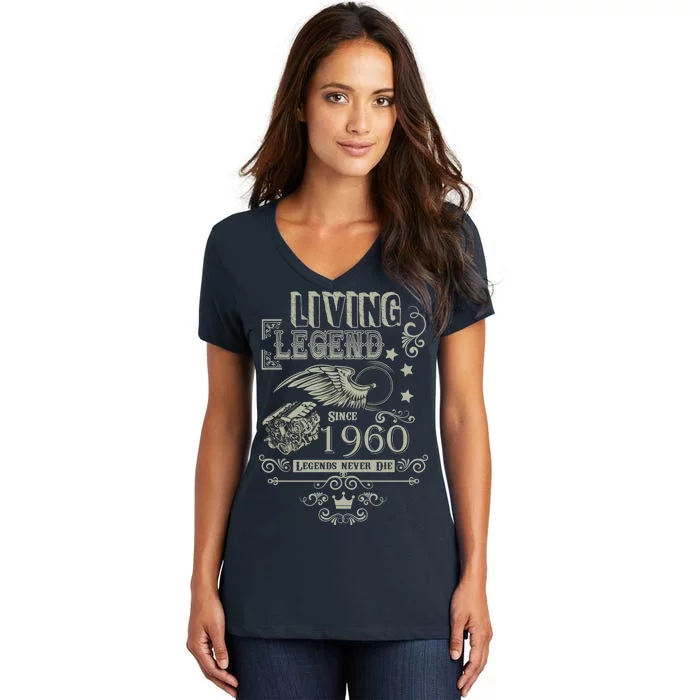 60th Birthday Legend Since 1960 Women's V-Neck T-Shirt