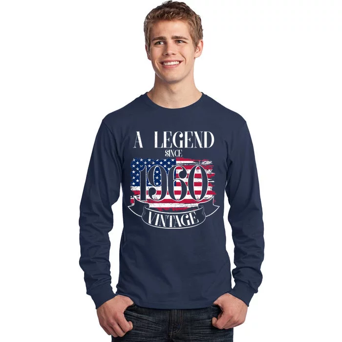 60th Birthday Legend Since 1960 Vintage USA Flag Tall Long Sleeve T-Shirt