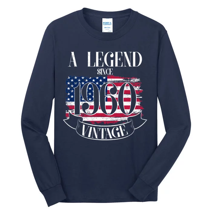 60th Birthday Legend Since 1960 Vintage USA Flag Tall Long Sleeve T-Shirt