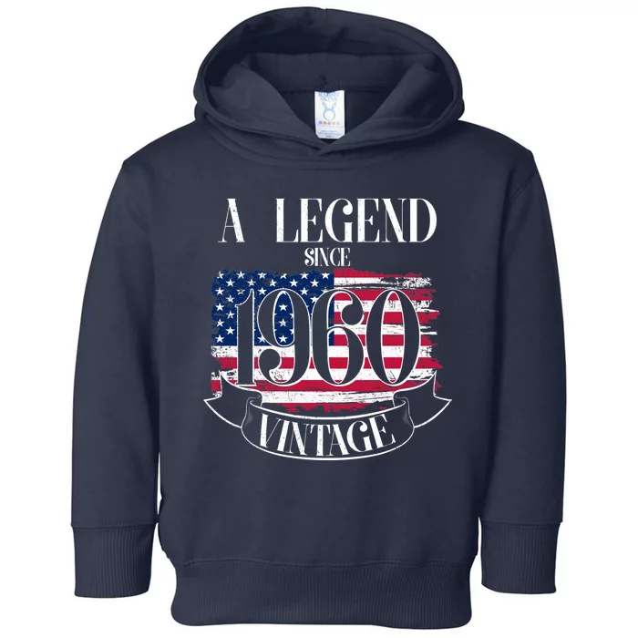 60th Birthday Legend Since 1960 Vintage USA Flag Toddler Hoodie