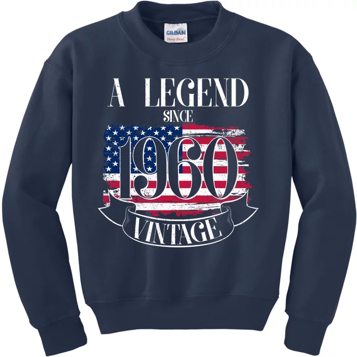 60th Birthday Legend Since 1960 Vintage USA Flag Kids Sweatshirt