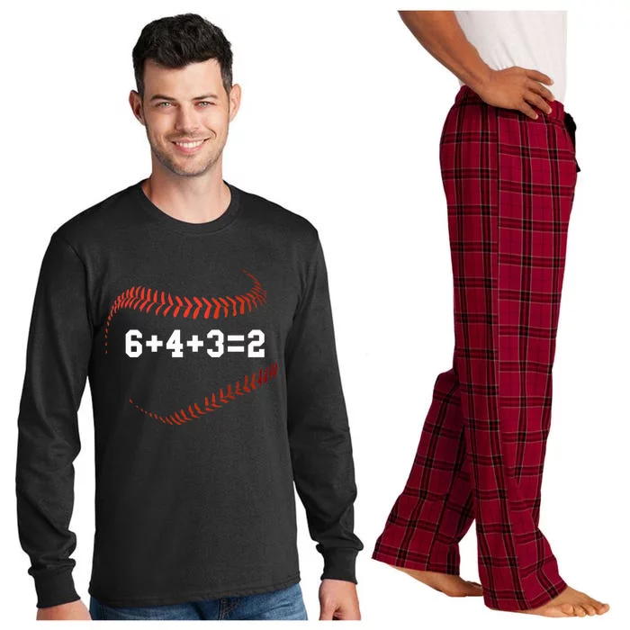 6 4 3=2 Double Play Baseball Player Gift Baseball Saying Long Sleeve Pajama Set