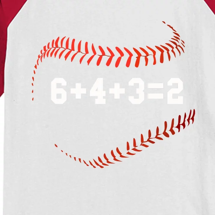 6 4 3=2 Double Play Baseball Player Gift Baseball Saying Kids Colorblock Raglan Jersey