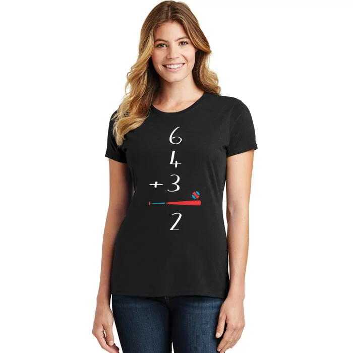 6 4 3 2 Double Play Baseball chrismtas Women's T-Shirt