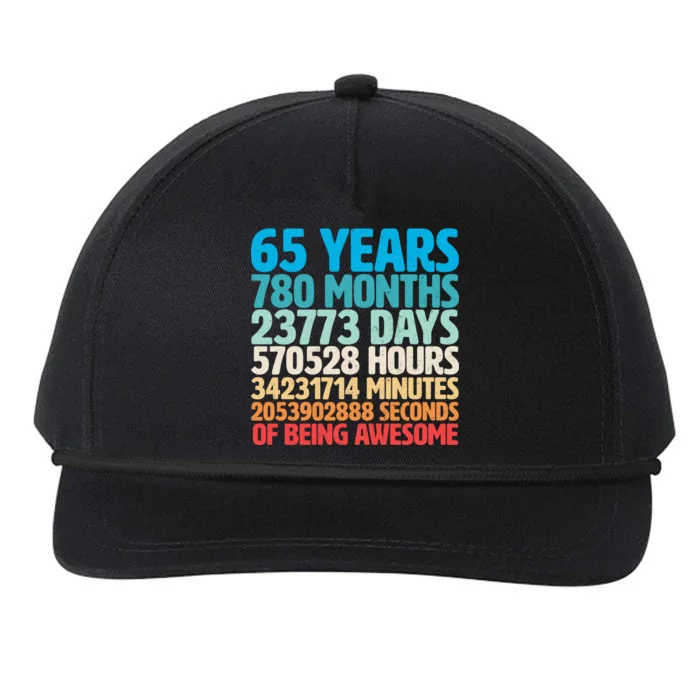 65 Years Of Being Awesome Birthday Time Breakdown Snapback Five-Panel Rope Hat