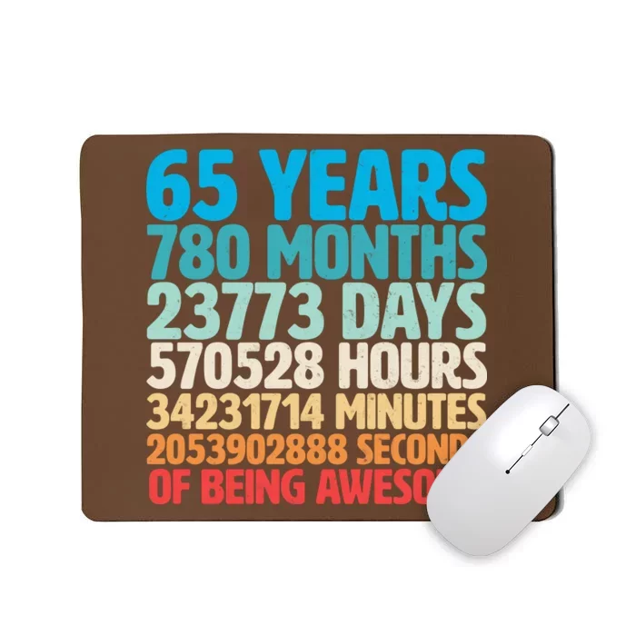 65 Years Of Being Awesome Birthday Time Breakdown Mousepad