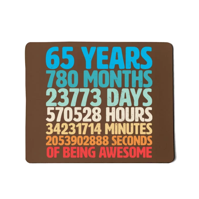 65 Years Of Being Awesome Birthday Time Breakdown Mousepad